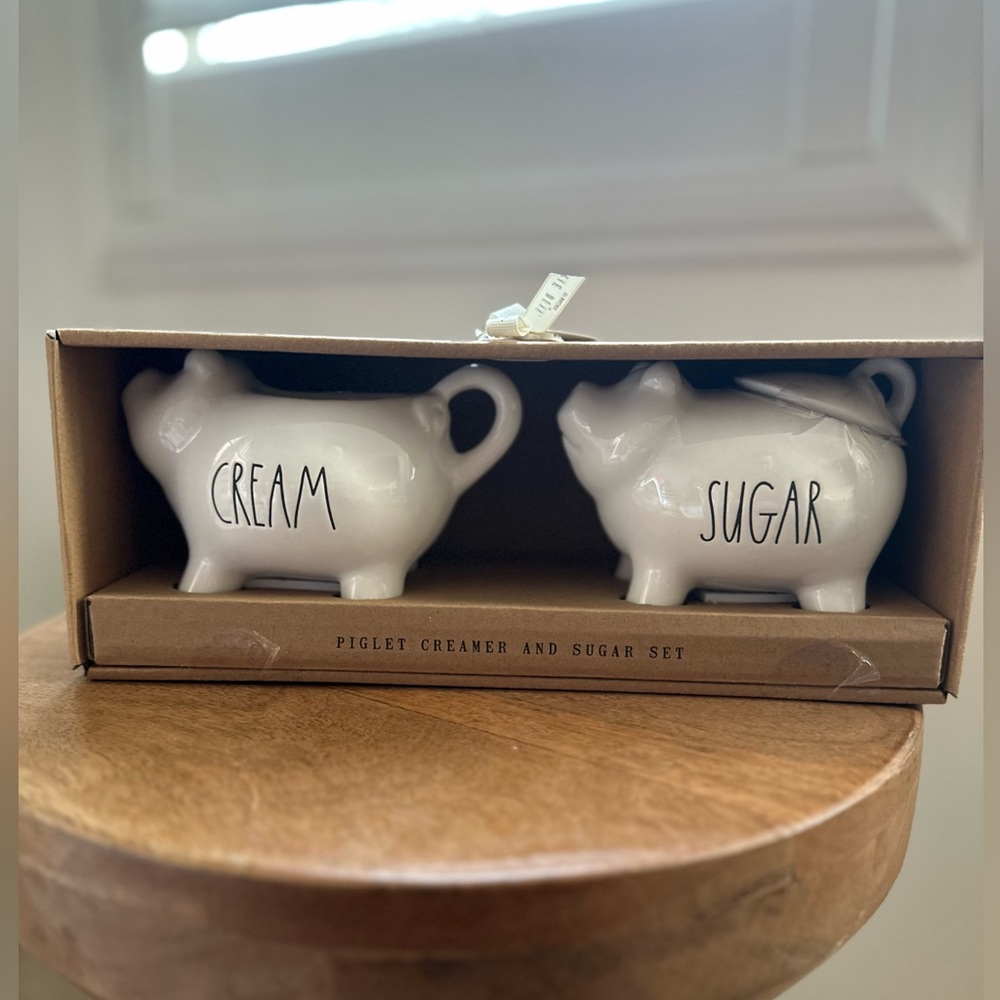 Rae Dunn piglet creamer and sugar set coffee tea piggy Easter gift
